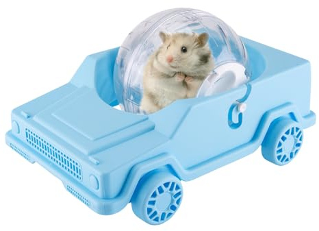 Hamsterhjul – bilformad träningsleksak för små husdjur löparhjul för gerbils rolig design med smidig rotationsbur tillbehör för hemberikning stressavlastning dvärghamstrar chinchillor