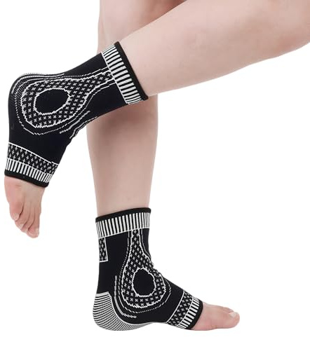 2 Pack Ankle Compression Support Brace for Men & Women Ankle Compression Socks Sleeves Foot Support Sleeve for Ligament Damage Achilles Tendonitis Plantar Fasciitis Sprained Ankles-M