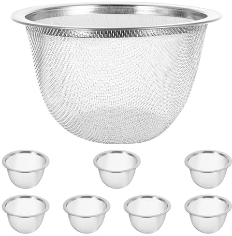 SHINEOFI Colino per Tè in Acciaio Inossidabile 8 Pezzi, Filtro Fine e Robusto, Adatto a Tisane e Spezie, per Infusione Quotidiana a Casa