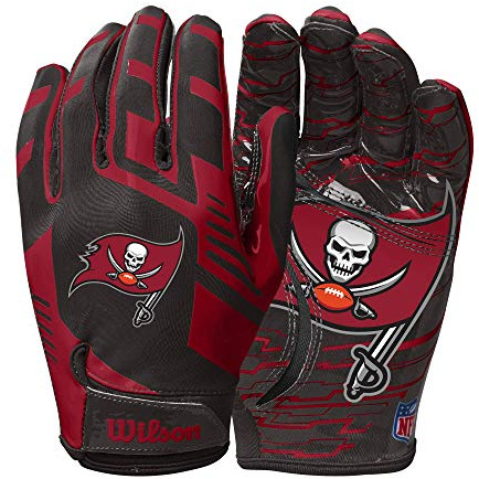 Wilson NFL (WTF9326TB) - Guanti da calcio estensibili per adulti Tampa Bay