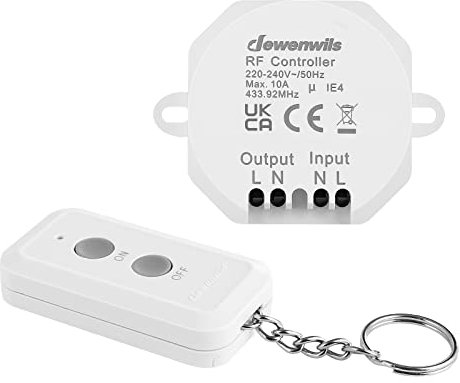 DEWENWILS Wireless Light Switch Kit, 240V Light Switch with Easy-to-Install Receiver, No Wiring Needed, Remote Control Wireless for Lamp, 30M Range, Programmable, UKCA Certified, White
