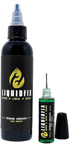 LIQUIDFIX LiquidFix Door, Lock, and Hinge Lubricant | 4 oz Dropper + 0.5 Needle Combo Pack Door & Sliding Long-Lasting Squeaky Oil for Hinges Glass Doors