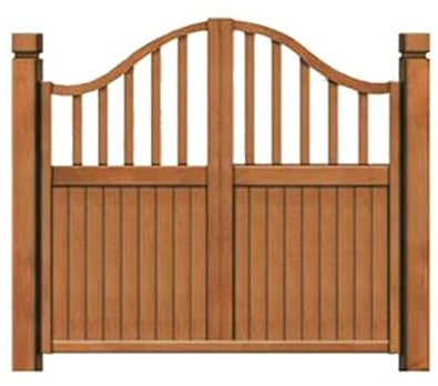 Portail en Bois pour Clôture en Piquets dans La Cour, Portail en Bois À Double Ouverture Couleur Élégante du Bois De Teck pour Le Résidentiel, L'extérieur, La Cour, Le Patio, L'entrée (Couleur : Brow