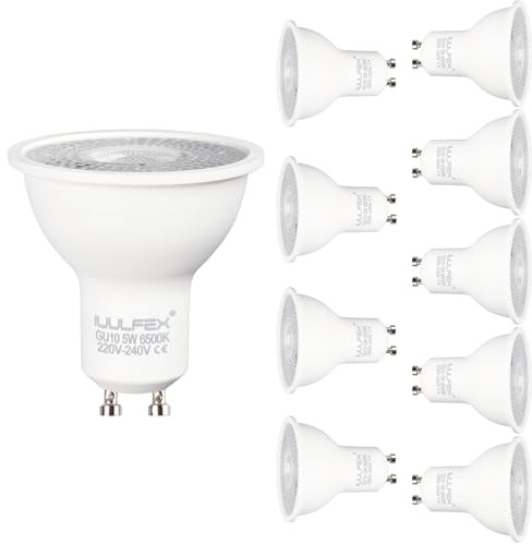 IuulFex GU10 LED Bulbs 5W 550LM Energy Efficient LED Light Bulbs Equivalent 50W Halogen Spot Light Bulbs Non-Dimmable Cool White 6500K Pack of 10