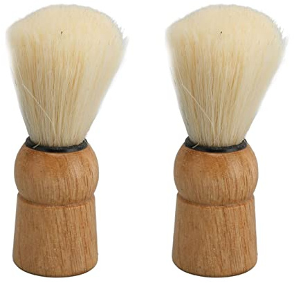 Blaireaux de Rasage pour Hommes, Mini Blaireau, Blaireau Synthétique de sécurité 2 Pièces Doux avec Manche en Bois pour Le Toilettage et Les Voyages des Hommes