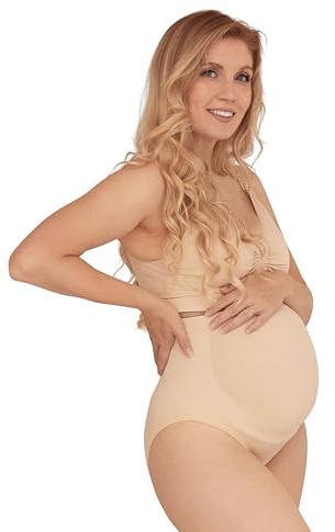 Carriwell Nahtlose Umstandsunterhose | Dehnbare Beinausschnitte | Stützt Bauch & Rücken | Atmungsaktiv für Schwangerschaftskomfort | Aus recyceltem Material, Passt Sich Ihrem wachsenden Bauch an, M