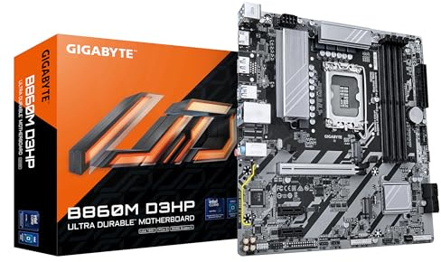 GIGABYTE B860M D3HP Mainboard - Intel Core Ultra CPUs, 4+1+2+1 Phasen VRM, bis zu 9066MHz DDR5, 2xPCIe 4.0 M.2, GbE LAN, USB 3.2 Gen 1