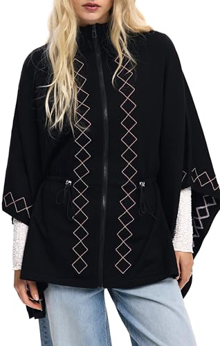 Desigual PONCHO_EMBROIDERY ALDAMA, 2000 NEGRO, U