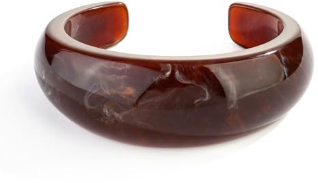 WOWORAMA Acrylharz Manschette Armbänder für Frauen Chunky Dome Open Armreif Armband Acetat Mottled Chunky Manschette Armreifen Armband Bold Statement Harz Armbänder