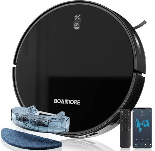 Robot aspirador y trapeador combinados, con potente succión robótica de 3500 PA máx., control por voz, WiFi, aplicación y carga automática, limpia silenciosamente desde pisos duros hasta alfombras