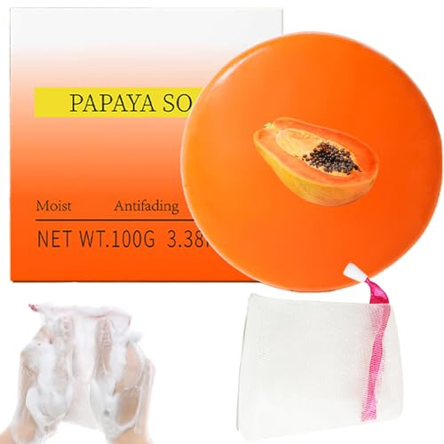 Papaya- und Olivenölseife - Sanfte Reinigung für fettige und empfindliche Haut, verbesserte Textur und einheitlicher Ton, natürliche Papaya Aufhellungsseife für empfindliche Haut