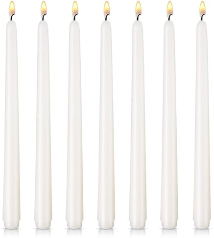 7 Pack White Taper Candles - Taper Candles 10 Inch Dripless, Smokeless & Unscented - 8 Hours Long Burning - Tall Candlesticks - Ideal for Weddings, Dinner Parties, Home Decor, Birthday Party