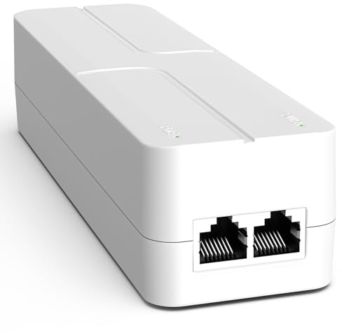 YuanLey 2.5G PoE Injector 60W, PoE+ Injektor für Nicht-PoE zu PoE+, 55V IEEE 802.3at/af, 10/100/1000/2500Mbps Ethernet Adapter, Plug & Play, Power Over Ethernet bis 100m