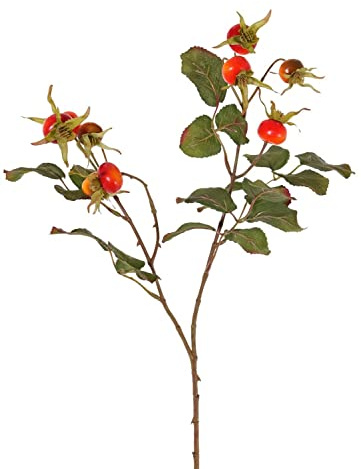 artplants.de Kunstzweig Wildrose FILONAS mit Früchten, orange-rot, 60cm - Rosenzweig künstlich