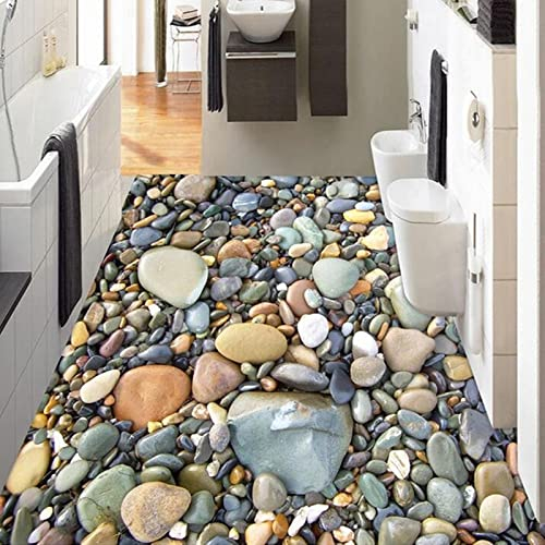 SUPPL Benutzerdefinierte Foto 3D PVC Wasserdicht Selbstkleber Boden Aufkleber Tapete Stein Kieselsteine Wohnzimmer Badezimmer Fliesen Boden Dekoration