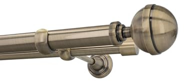HDTL Kit Bastone per Tende in metallo 25/19mm Ottone Antico Montaggio a Muro 160 cm Lotis