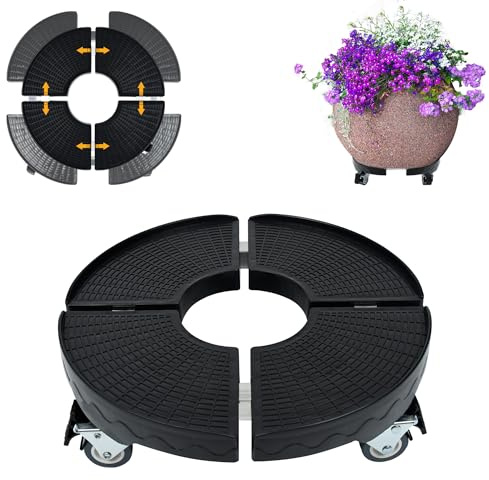 MAYTIIMO Pflanzenroller Rund Ø 39-52cm Tragkraft 300kg Blumenroller mit 360 ° Drehbare Rädern Untersetzer Blumentopf für Große Pflanzgefäße Rollbrett Pflanzen für Innen und Außenbereich
