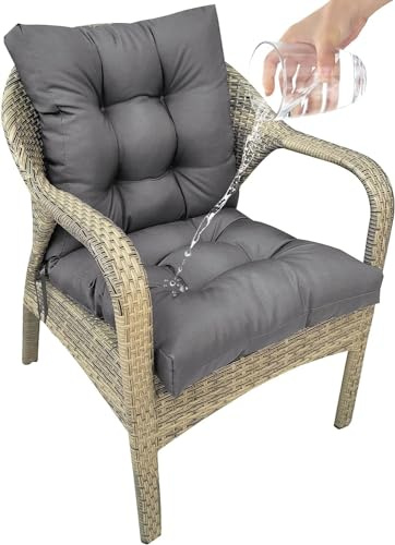uyeoco Cojines Sillas Jardin con Respaldo Bajo Exterior Impermeable | Colchoneta para Silla Exterior y Interior Sofa - Almohada para El Asiento y El Respaldo (Color : 1#, Size : 106X53CM)