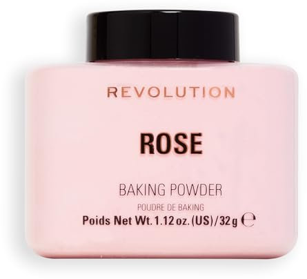 Revolution Beauty London, Loose Baking Powder, Prolongs Makeup Wear, Brightening Setting Powder, For All Skin Tones, Rose, 32g