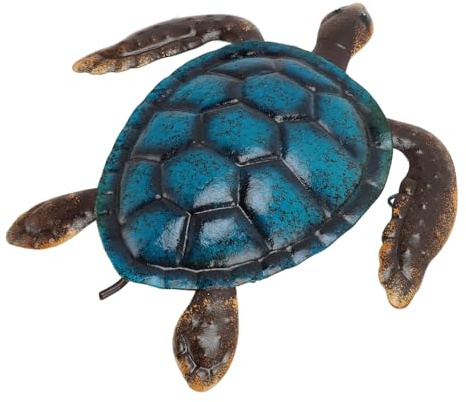 Jiawu Adorno de Pared con Escultura de Animales Marinos, Exquisita Decoración de Pared de Tortuga de Metal, Fácil Instalación para Acuario para Fiesta (Azul Grande)
