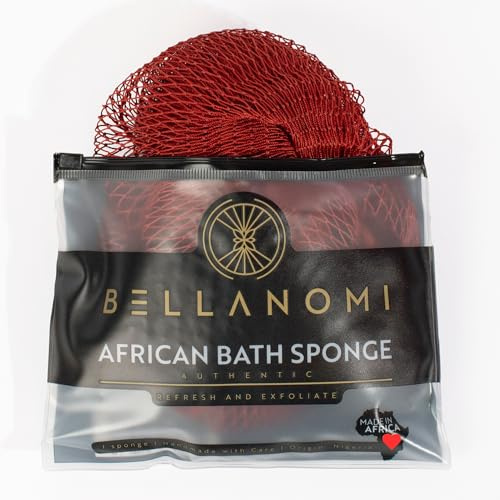 Bellanomi African peeling net sponge, authentic, ethical from Nigeria, 114.3 cm long, copper brown
