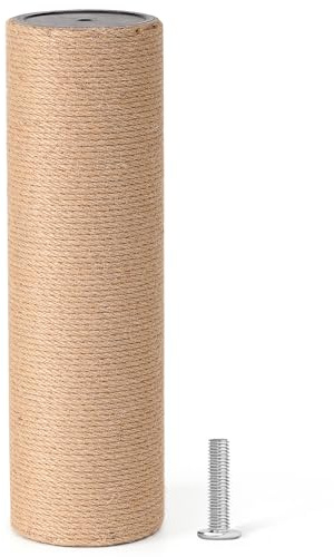 FUKUMARU Klöspelare 40x12 cm, Reservdel i Naturlig Jute med M10 Skruvar, Kompatibel med Takmonterade Klösträd