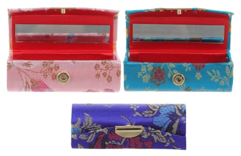 Hoement Étui à Rouge à Lèvres Élégant en Plastique Bouton, Lot de 3 Pièces, Petit Porte-Rouge à Lèvres Portable pour Voyage et Paquet à Main Plusieurs Styles