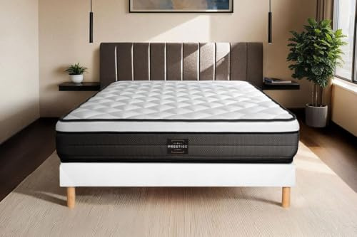 Prestige literie Ensemble Suite 160x200 Ressorts ensachés, mémoire de Forme 5 Zones | Epaisseur : 26 cm | Confort : Equilibré
