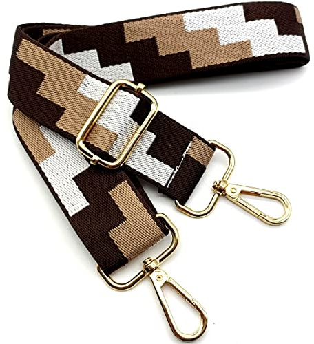 Verstellbarer Schultergurt für Taschen Braun, Taschengurte zum Wechseln, Taschengurt Breit mit Karabiner Gold, 80-130 cm Tragegurt Tasche für Damen Umhängegurte, Moderne Handtasche, 3.8cm, 49