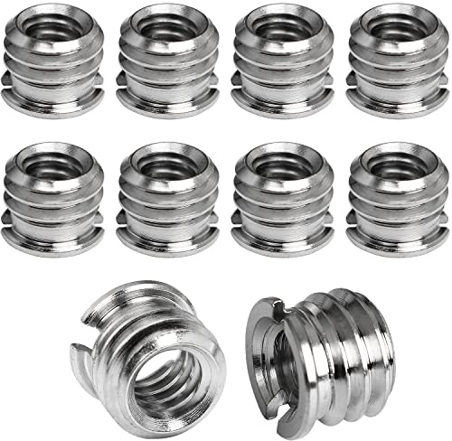 1/4-20 Female to 3/8-16 Male Tripod Thread Adapter LUORNG 10PCS Standard Screw Adapter Reducer Bushing Converter for DSLR Camera Camcorder Monopod Stand, 3/8 to 1/4 Tripod