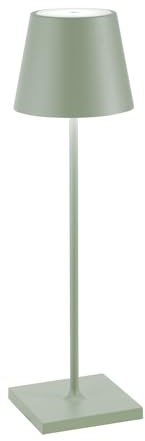 Zafferano, Poldina Pro Lamp, Rechargeable Cordless Table Lamp with Touch Controls, Suitable for Indoor and Outdoor, Dimmer, 2200-3000 K, Height 14.9 Inches, Sage Green Color
