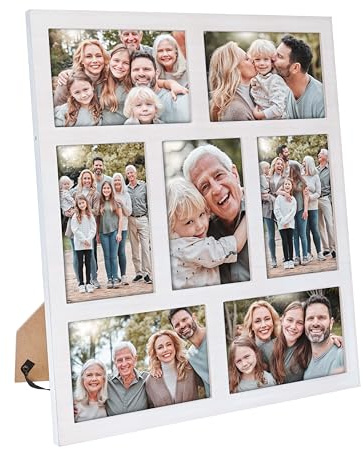 Donmills Photo Frame Collage 4x6 Photos Display - 7 Openings Photo Collage Picture Frame Wall Decor for Tabletop Stand and Wall Mounting Frames Collage Set for Home Decor Family Gifts(White)