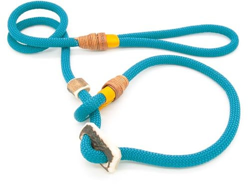 Retriever-Leine/Moxonleine Elegant-Style | handgefertigte Hundeleine aus Tau mit Halsbandfunktion & Horn-Stopper | 10mm – kraftvoll, stilvoll & komfortabel | Training, Alltag & Spaziergang