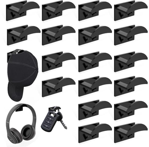 Stycypel 18 Stück cap halter,selbstklebende huthaken,baseball cap halter organizer,basecap halterung wand,Keine Nägel oder Bohrungen erforderlich, suitable for walls, wardrobes, doors, shops, etc