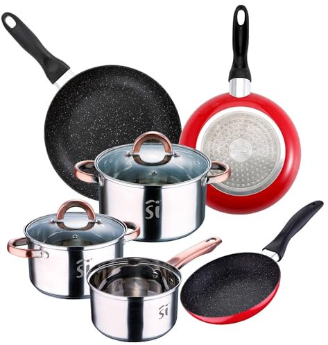 San Ignacio Juego de Batería Onil de cocina de 5 piezas + 3 sartenes 16/20/24cm aluminio