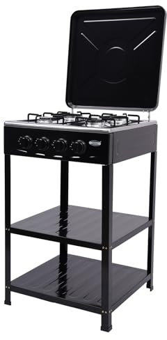 Plaque de cuisson à gaz 4 feux avec étagère à 2 niveaux, réchaud à gaz encastrable pour la maison, le camping, le propane et le gaz naturel, plaque de cuisson à gaz