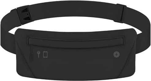 Cintura da Corsa, Borsa per Cellulare, Cintura da Corsa Ultraleggera e Marsupio, Unisex, con Jack per Cuffie, Marsupio Elastico Regolabile, Adatto per Sport, Fitness, Ciclismo, Escursionismo (Nero)