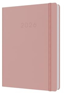 Collins - Legacy - 2026 12 Month Calendar Year Planner, Day-To-Page with 1/2 Hourly Appointments Diary, A5 Hard Cover - Pink (CL51.50-26)