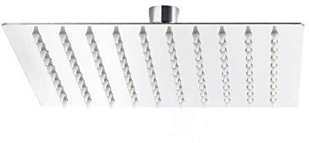 Wiltec Soffione doccia quadrato 40x40cm effetto pioggia in acciaio inossidabile
