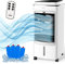 MYLEK Portable Air Cooler Evaporative Mobile 4L With Remote Control, LCD, Timer, Air Purifier Ioniser, 3 Speeds, 3 Wind Settings, Oscillation, Cooling & Humidifier Function