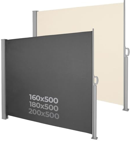 Jago® Paravent Extérieur Rétractable - 500x160/180/200cm, Imperméable, Protection UV, Enroulement Automatique - Auvent Store Latéral, Brise-Vue, Abri Soleil, Jardin, Balcon (160x500 cm, Anthracite)
