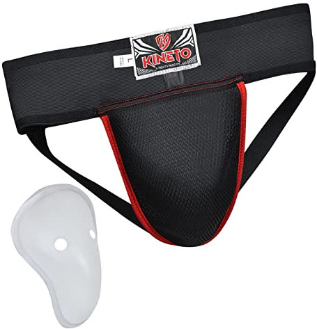 KINETO Groin Guard Boxing Cup Men, Martial Arts Kickboxing MMA Muay Thai Sparring Groin Protector, Jockstrap Adjustable, Fighting Training, Underwear Jiu Jitsu BJJ Protection, Boys Youth (Large)
