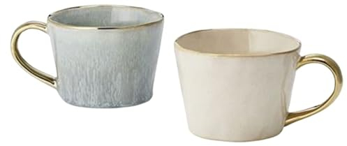 Cha Cult teemando® Becher Samu Keramik mit Goldrand und -henkel, 2-fach sortiert 0,27 l