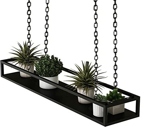 Deckenregal Hängender Blumentopf Decke Hängende Pflanzgefäße Hängende Pflanzenhalter Stabiler Deckenhänger Küche Bar Hängeregal für Blumen Pflanzen Pfannenhänger, Garten, Balkon, Terrasse ( Size : 100