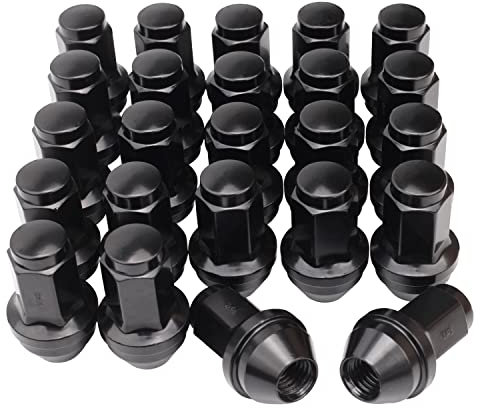 Set of 24, 14x2.0mm 13/16 Hex OEM Factory Style Large Acorn Seat Lug Nuts for 2001-2014 F150 Expedition Navigator Factory Wheels Large Acorn Seat, Black