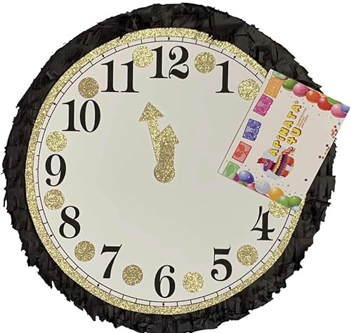 APINATA4U Round Clock Pinata, 2025 Farewell & 2026 New Year Themed Handmade Pinata, Countdown Happy New Year Party Celebration, End of Year Party Decoration, Festive Event Supplies