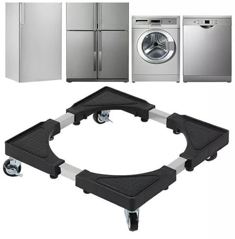 Base Lavatrice, Bdit ACCESORI Carrello Lavatrice con Ruote per Lavatrice Asciugatrice e Frigorifero Carrello Cucina, Regolabile Lunghezza 41,5 a 56 cm Altezza10 a 12 cm, Capacità di Peso 158 kg
