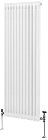 Radiatore Termosifone a 2 Colonne 1800mm x 562mm Moderno Centralizzato Bianco in Acciaio Inox Verticale a Parete Cucina Soggiorno Bagno Kit di Fissaggio e Spazzola Inclusi