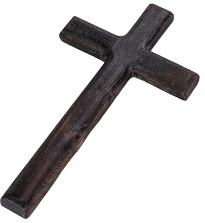 yeeplant 28 x 15 cm svart furu kors med förkolad finish, väggmonterad rustik Jesus kors för kyrka, hem, kontor