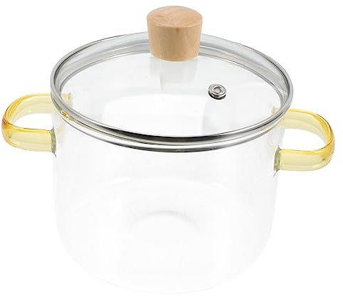 OKUMEYR Glass Stew Pot Cooking Pot with Ergonomic Handles and Lid Heat-Resistant Kitchen Cookware for Food and Vegetables